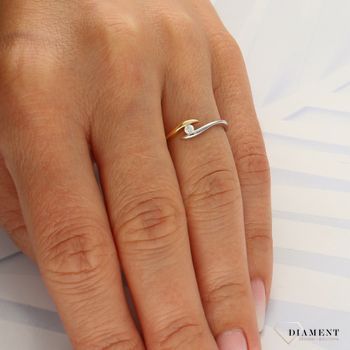 Pierścionek złoty DIAMENT żółte i białe złoto, jeden diament 0660027090 HSI.jpg